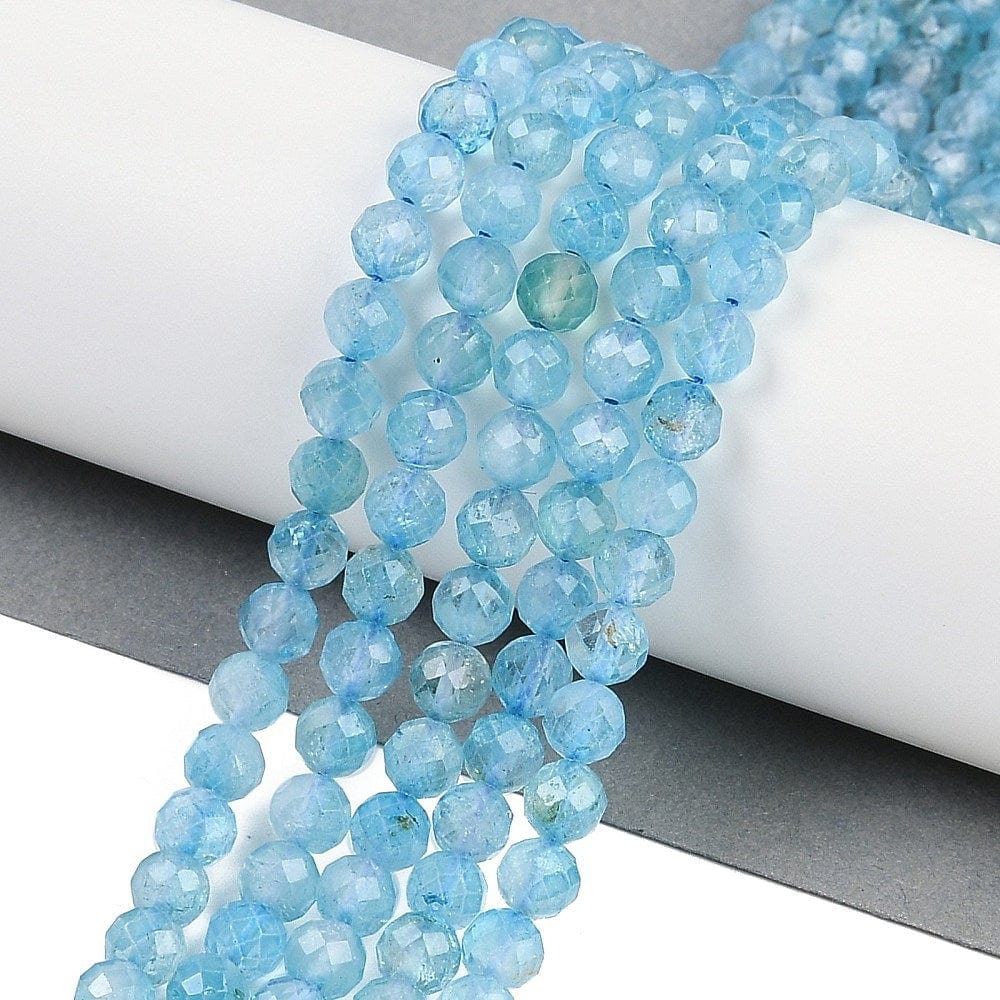 Blå Topaz Perler – Facetteret Rund (6mm) - Uniq Perler - 115781