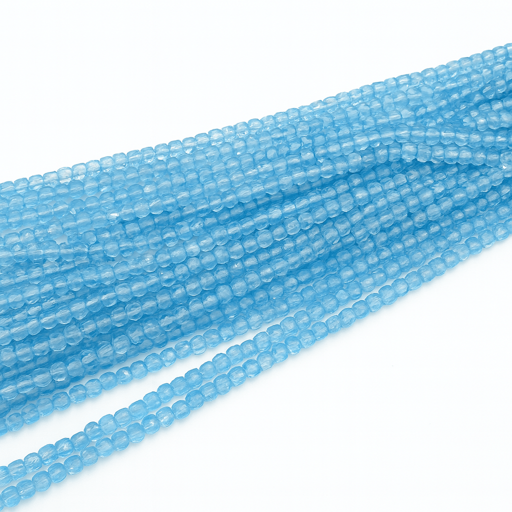 Blå Topaz Perler – Kubeformet (4x4 mm, Grade A) - Uniq Perler - 7244566