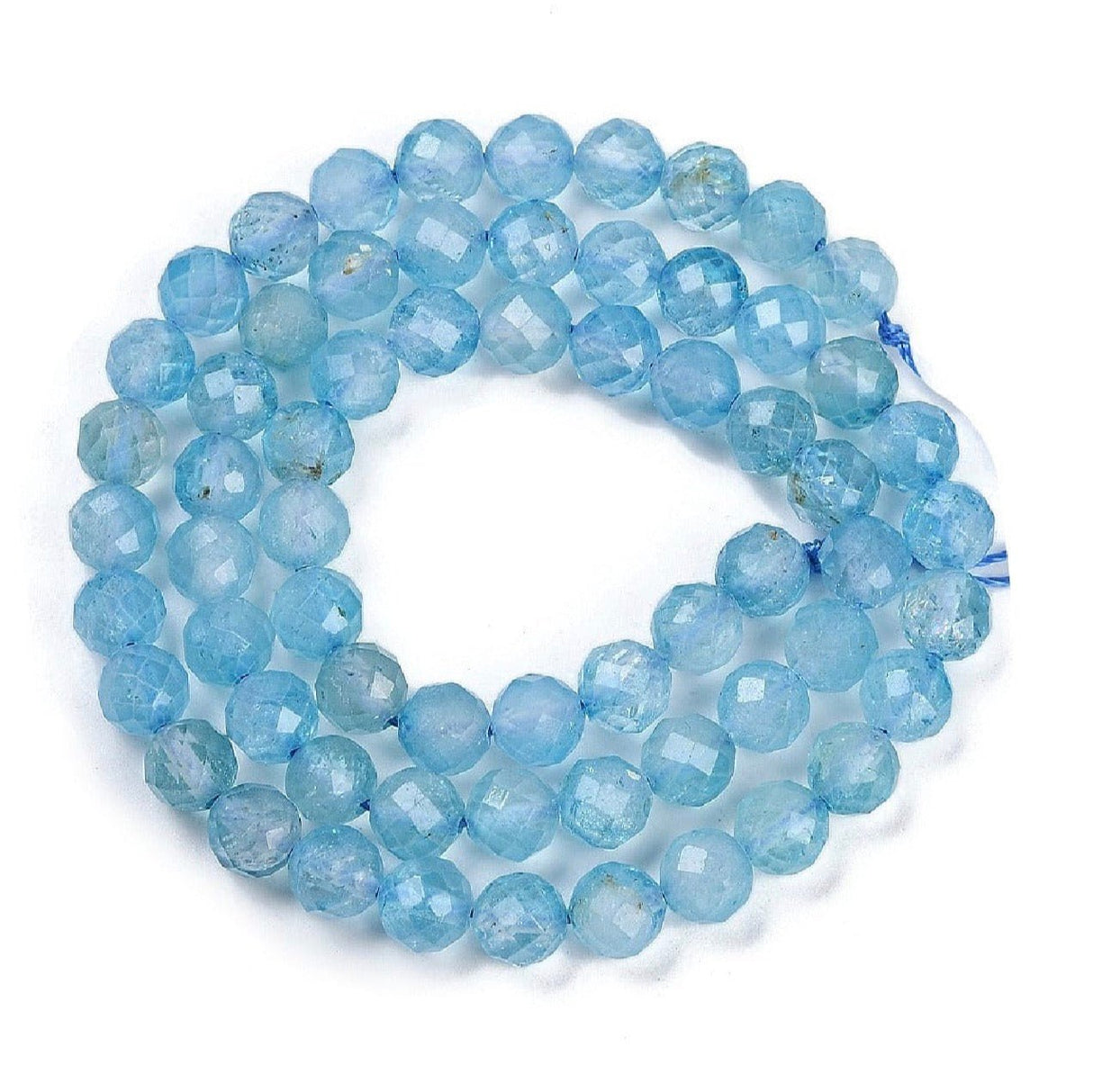 Blå Topaz Perler – Facetteret Rund (6mm) - Uniq Perler - 115781