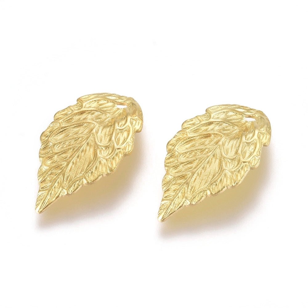 Blatt Anhänger – 18 Karat Vergoldet Messing (10x18mm) 8 Stk. - Uniq Perler -