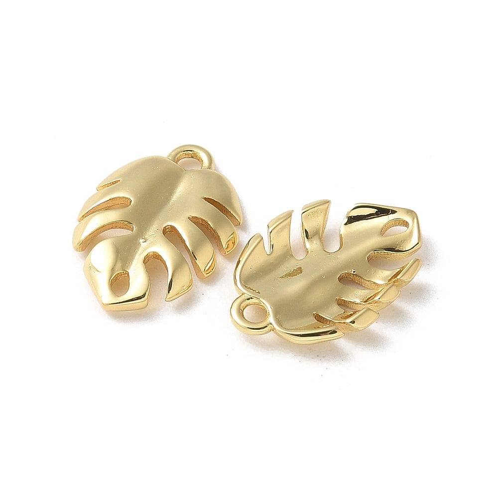 Blad Vedhæng, 18K Langtidsholdbar Forgyldt, 14,5x10mm, 2 stk - Uniq Perler - 477435