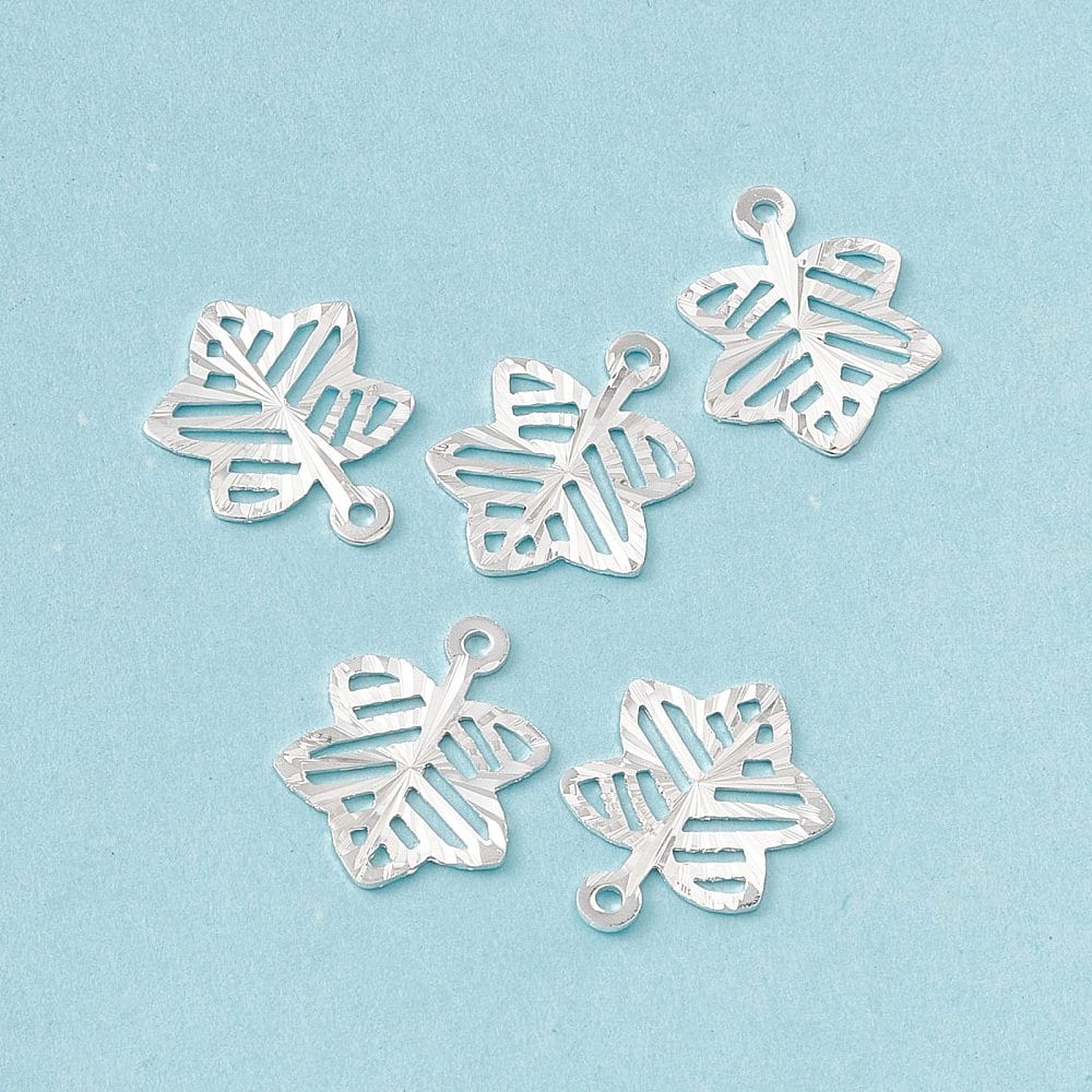 Blad Vedhæng, Forsølvet Med Sterling Sølv, 4 Stk - Uniq Perler - 35787556