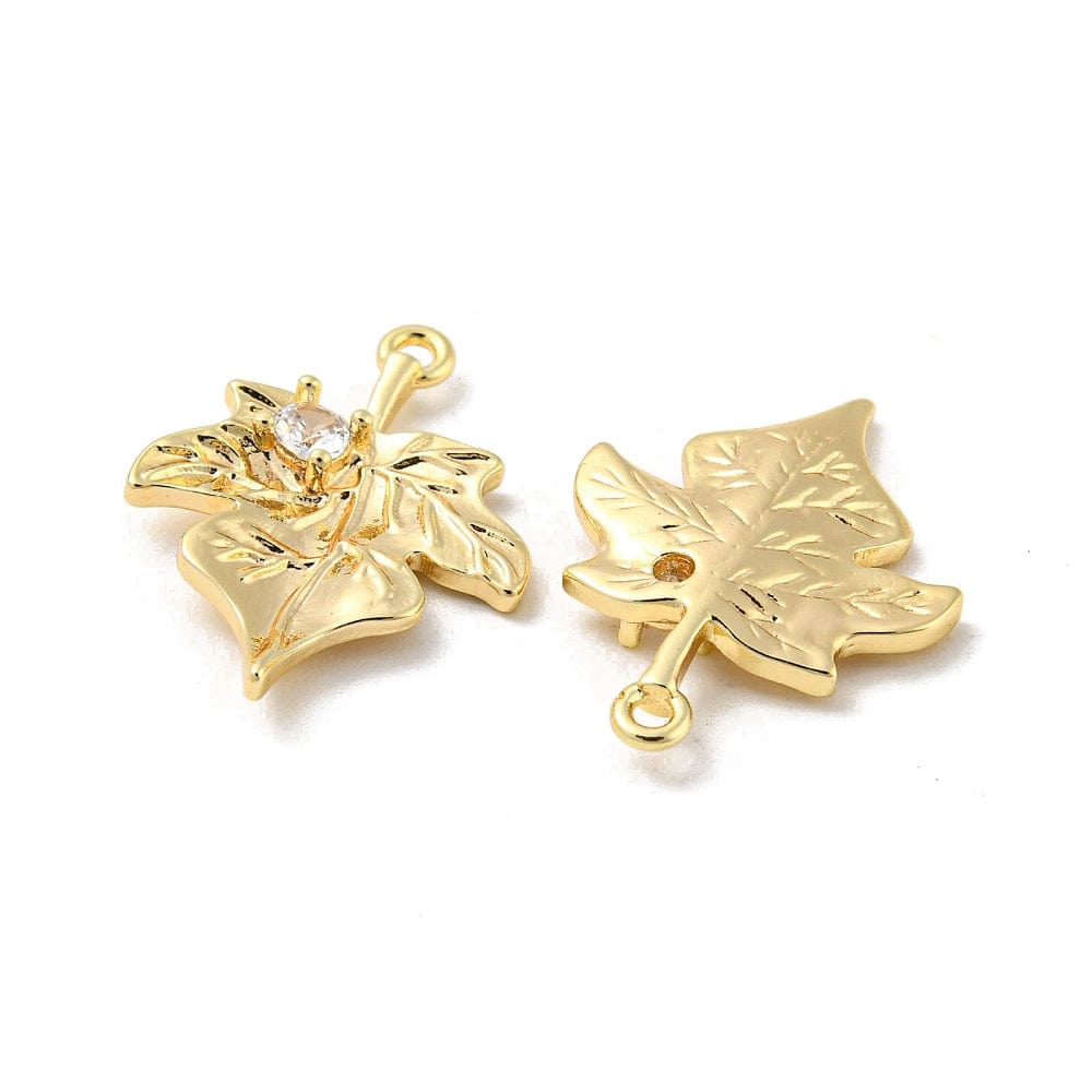 Blad Vedhæng Med Zirkonia, Forgyldt, 20x15mm - Uniq Perler - 111969