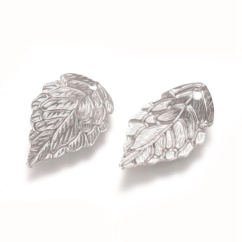 Blad Vedhæng – Platinfarvet Messing (10x18mm) 8 stk. - Uniq Perler -