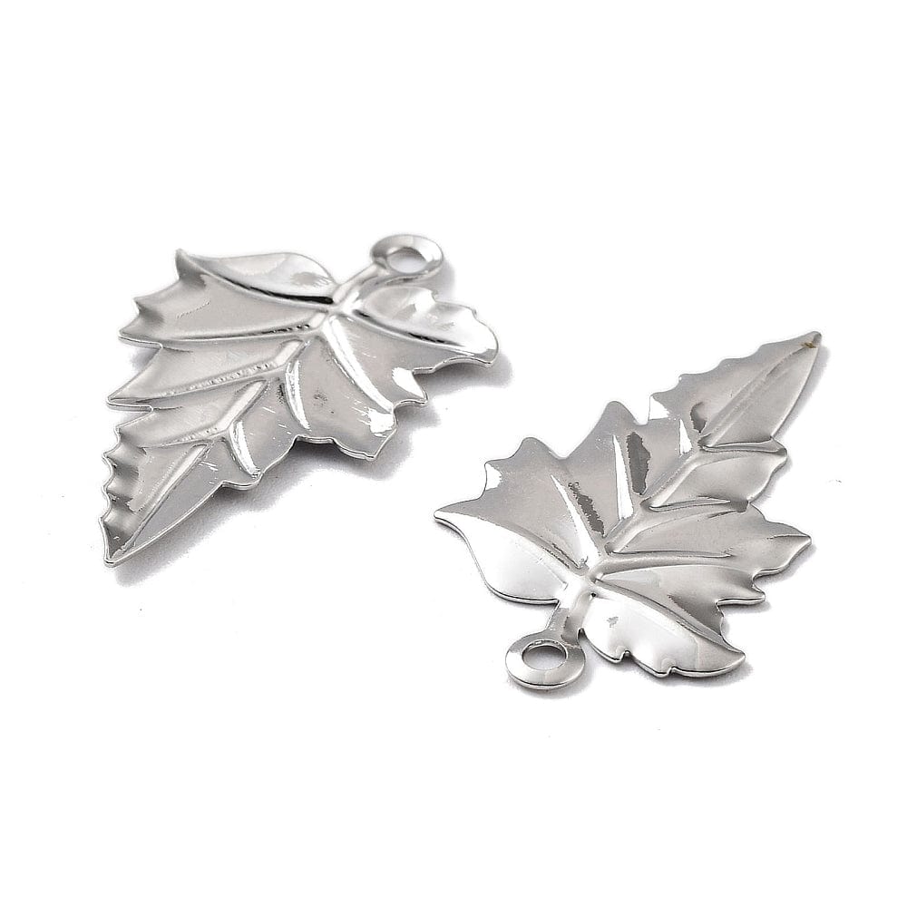 Blad Vedhæng, Platinium, 23x14 mm. 4 stk - Uniq Perler - 112710