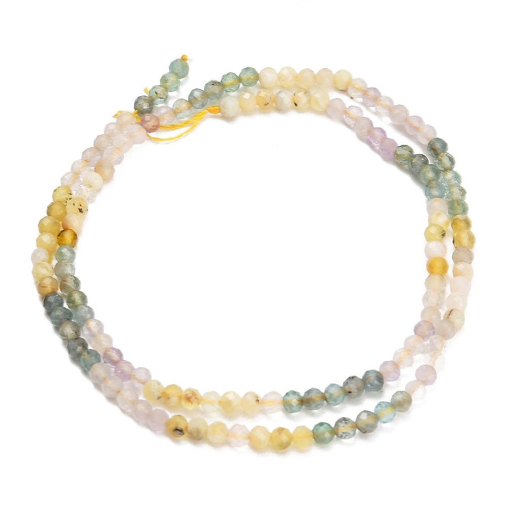 Blandede Naturstens Perler – Gul Opal, Ametyst og Apatit, Facetterede (3mm) - Uniq Perler - 123838