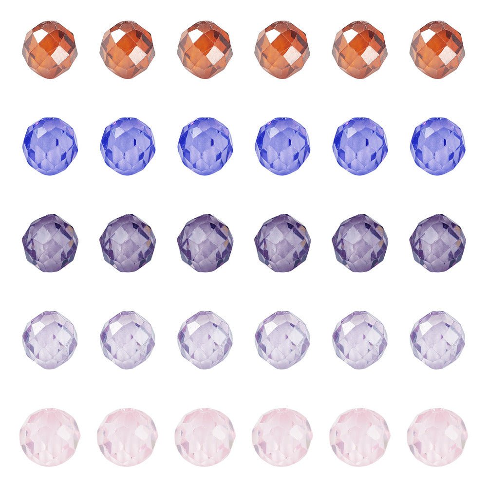 Blandede Zirkonia Perler – Facetteret, Rund (4mm) 90 stk. - Uniq Perler - 124703