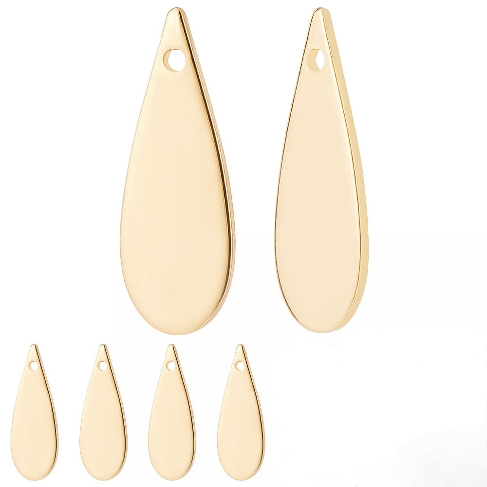 Blank Messing Dråbe, 18K Forgyldt, 19x7mm, 1 Stk - Uniq Perler - 0000014702