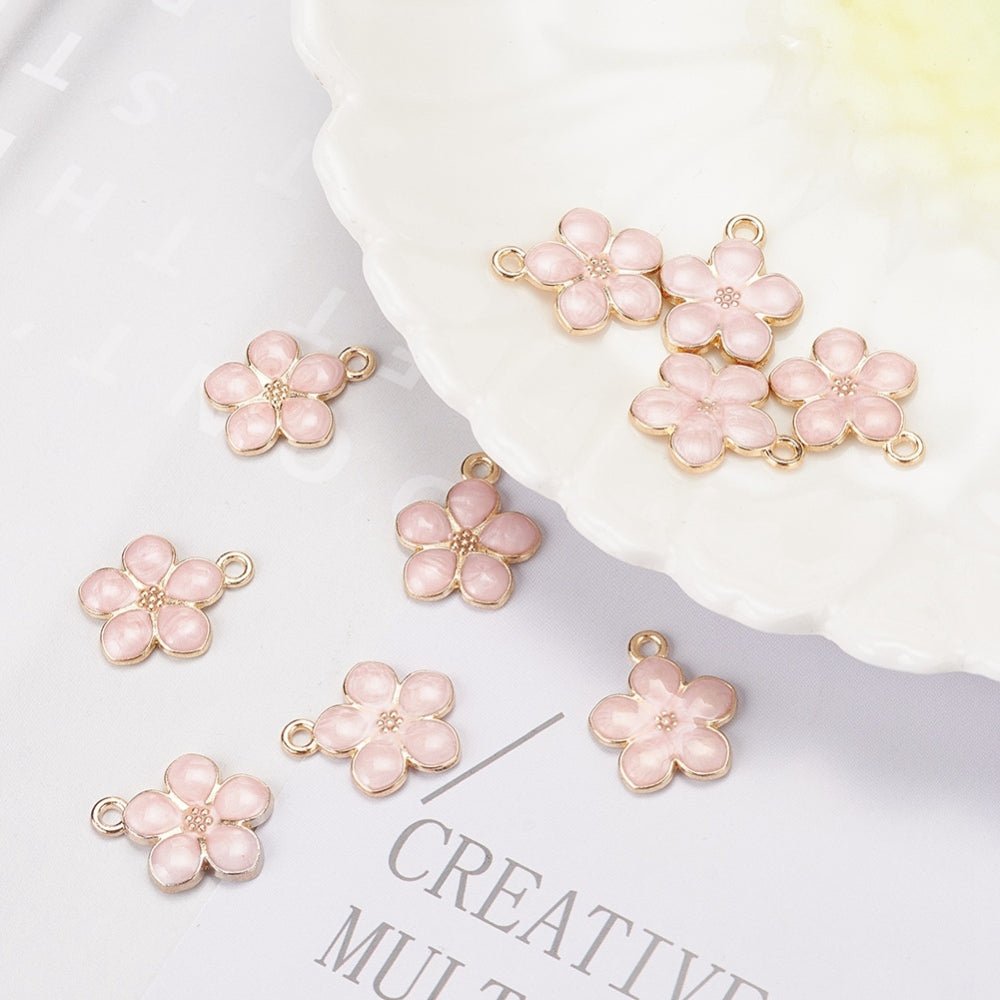 Blomst Anheng med emalje – (17x14,5mm) 10 stk. - Uniq Perler - 117009