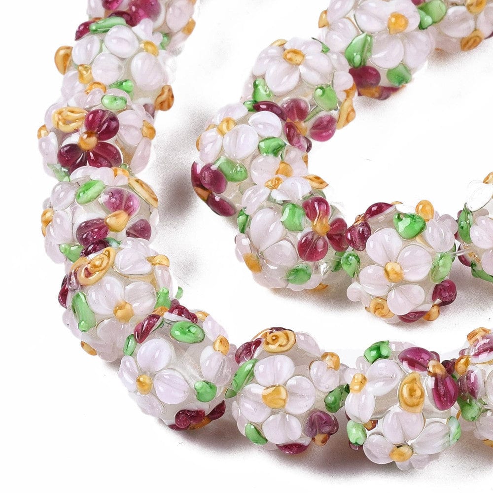 Blomster Håndlavede Lampwork Glasperler (12mm) 4 stk - Uniq Perler - 116146