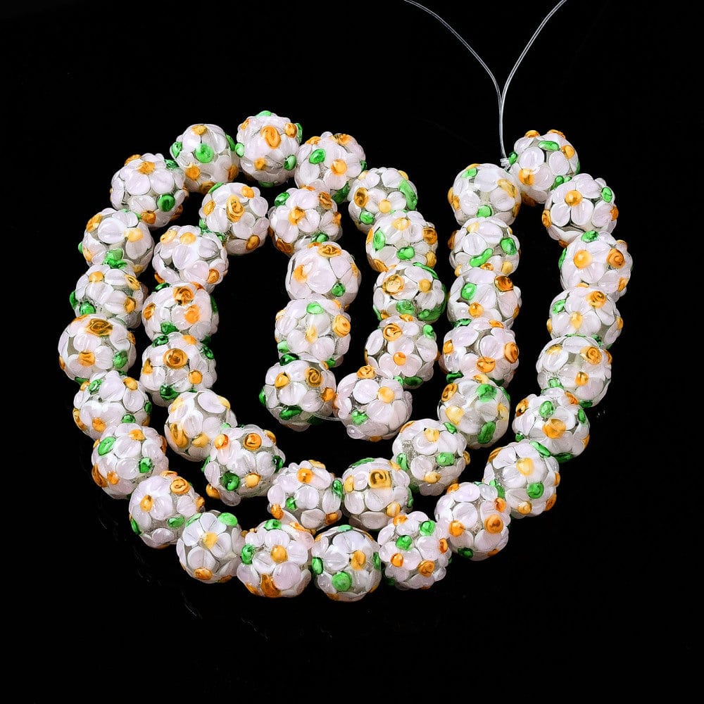 Blomster Håndlavede Lampwork Glasperler (12mm) 4 stk. - Uniq Perler - 998817