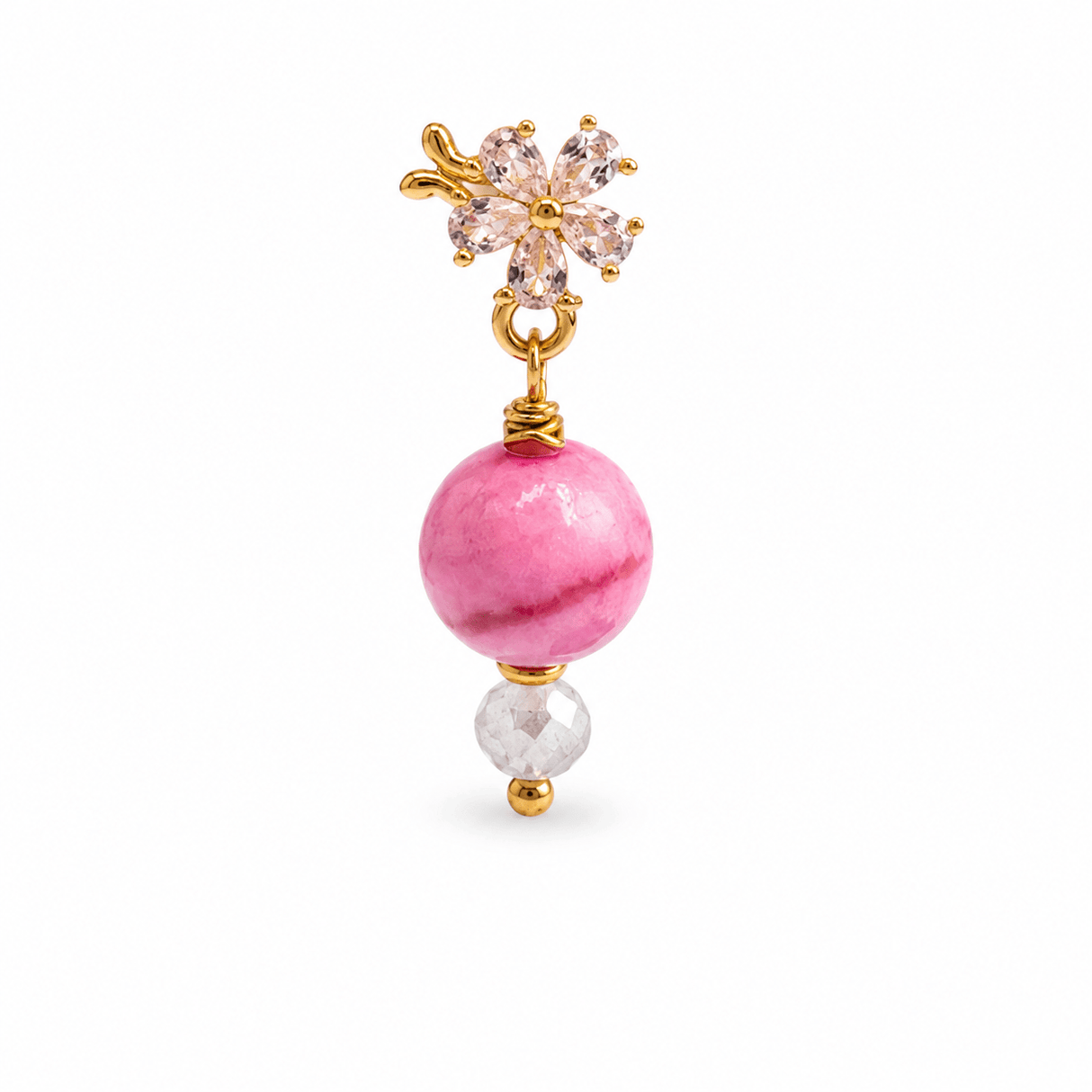Blomster Ørestikkere Med Klare Zirkonia Sten, 18K Forgyldt, (9x8,5mm) - Uniq Perler - 020844