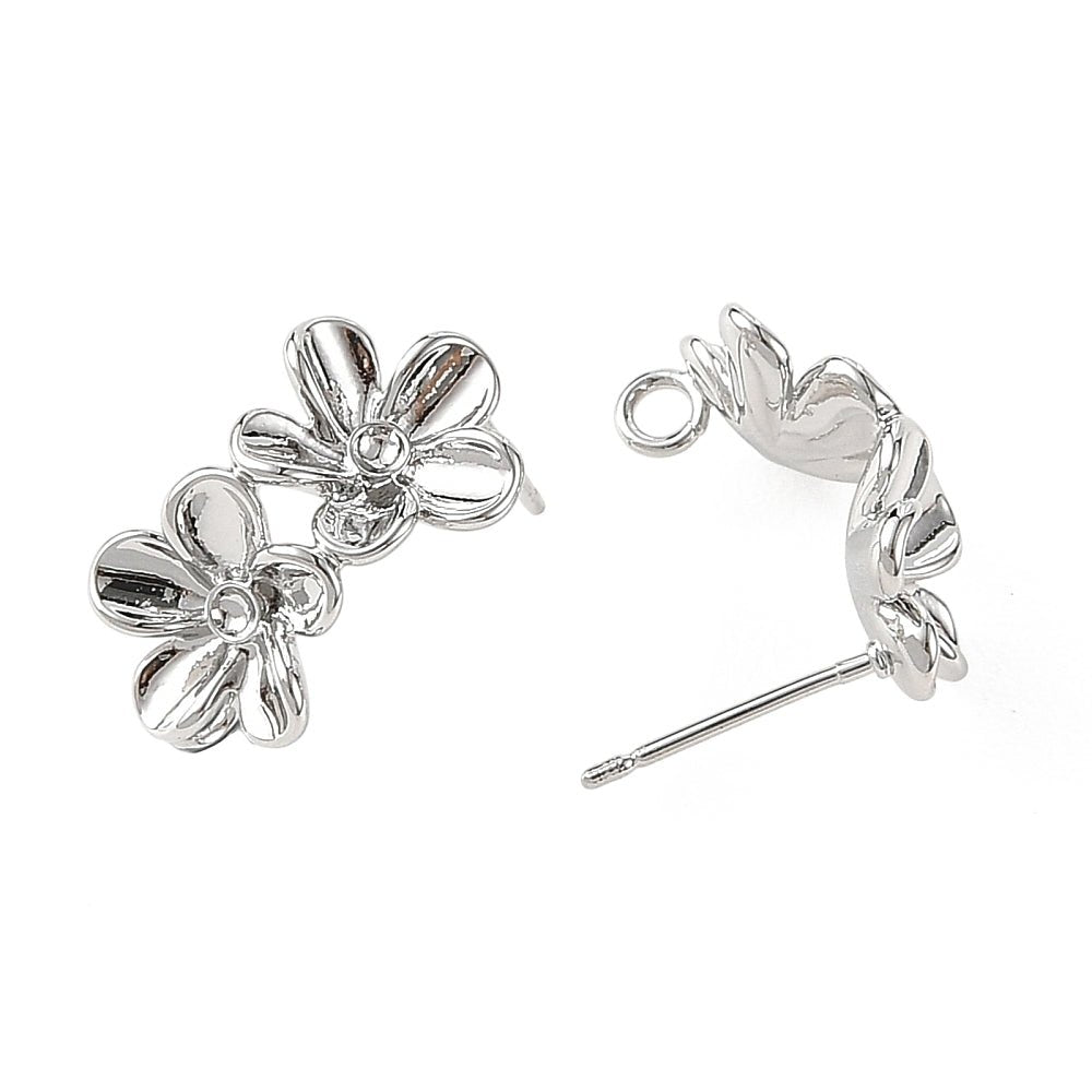 Blomster Ørestikkere Med Øje – Langtidsholdbar Platinbelagt Messing (18x10,5mm) - Uniq Perler - 124221