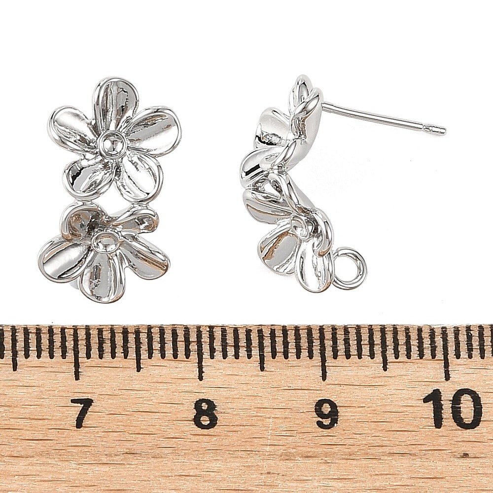Blomster Ørestikkere Med Øje – Langtidsholdbar Platinbelagt Messing (18x10,5mm) - Uniq Perler - 124221