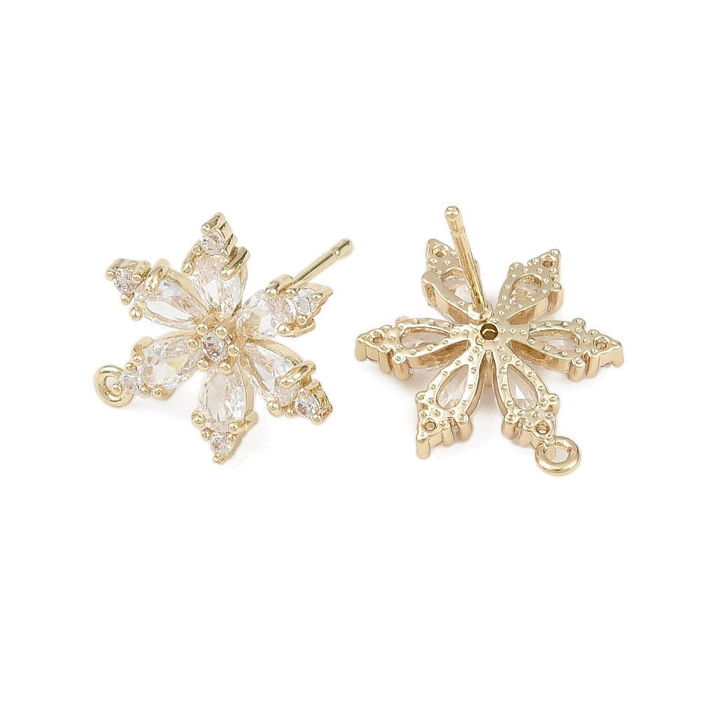 Blomster Ørestikkere - Zirkonia sten, langtidsholdbar forgyldning(18x14mm) - Uniq Perler - 117322