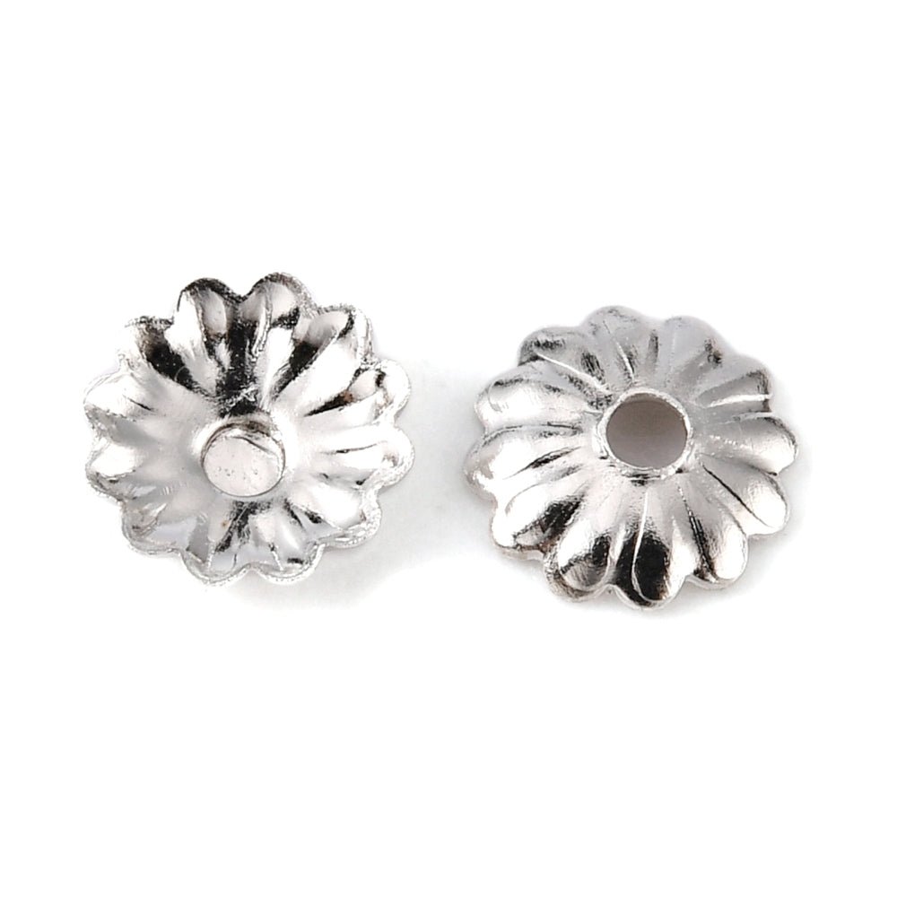 Perlenhüte – Blumen, Platin Messing (5x1,5mm)
