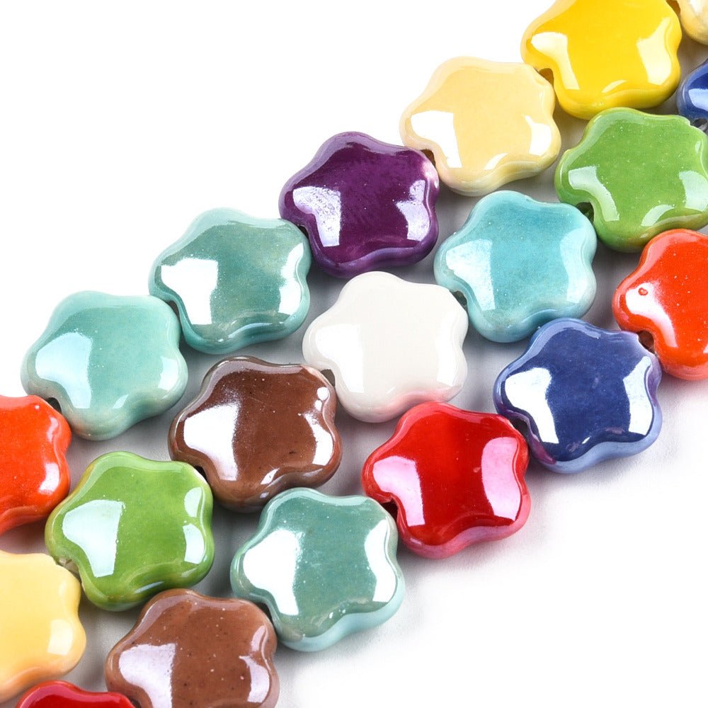 Blomster Porcelænsperler – Farve Mix (14x15x6,5mm) - Uniq Perler - 122781