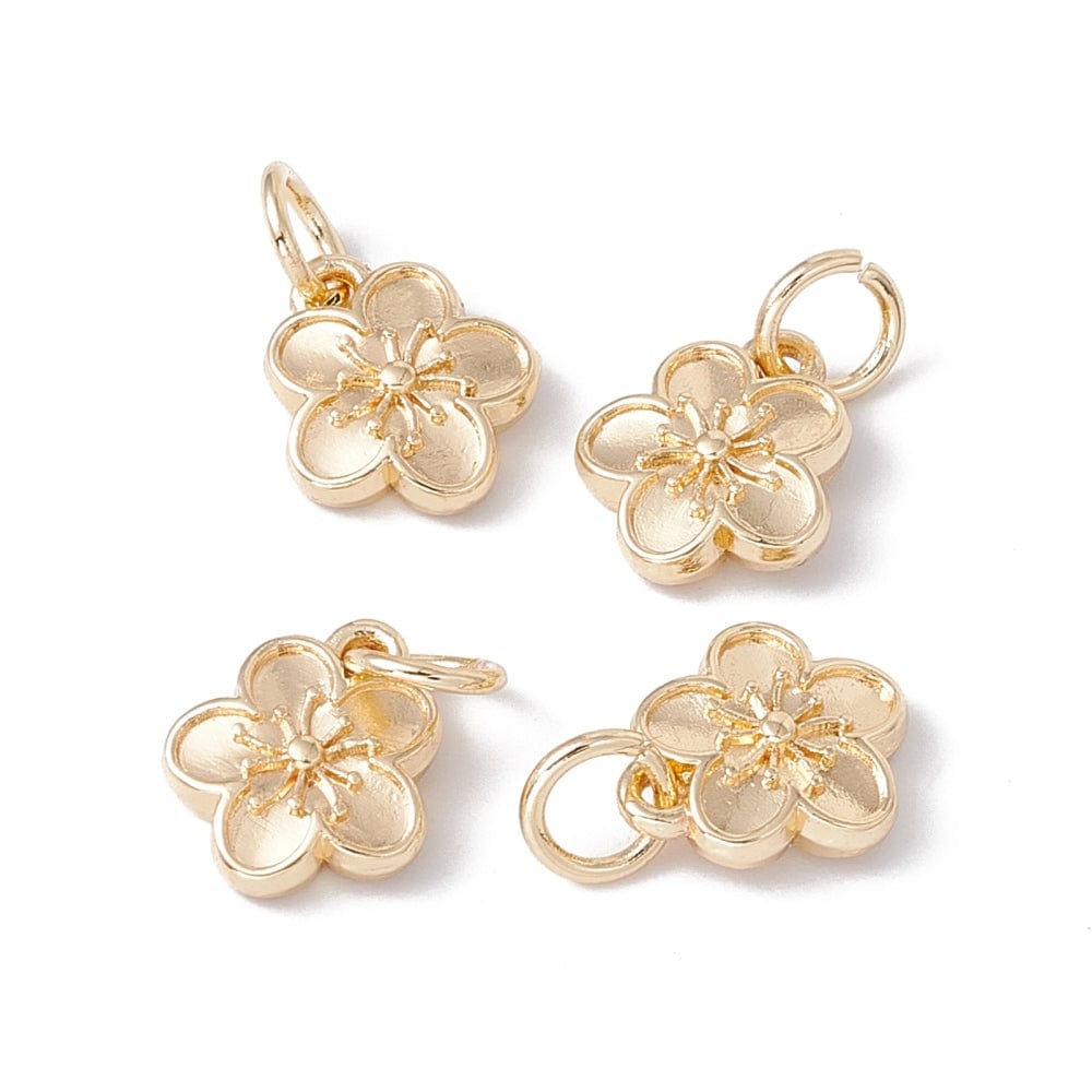 Blomster Vedhæng – 14K Langtidsholdbar Forgyldt (10,5x12mm) 6 stk. - Uniq Perler - 115062