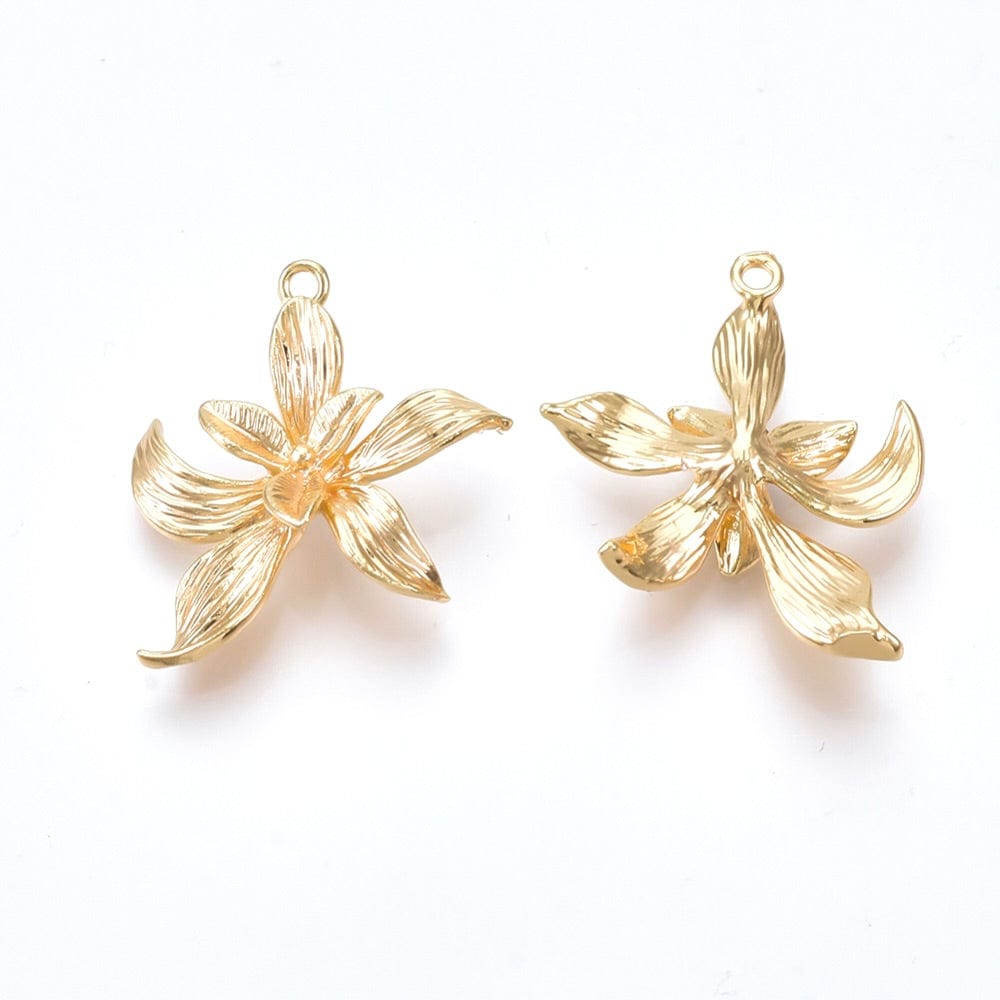 Blomster Vedhæng, 18K Forgyldt Messing, (19x19,5x4mm) - Uniq Perler - 111737