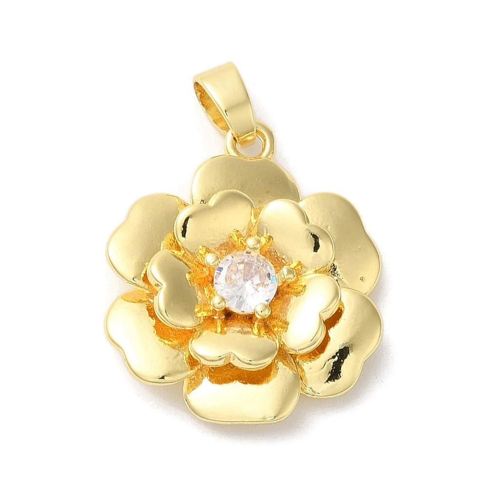 Blomster Vedhæng, 18K Langtidsholdbar Forgyldt, 22x19mm - Uniq Perler - 114104