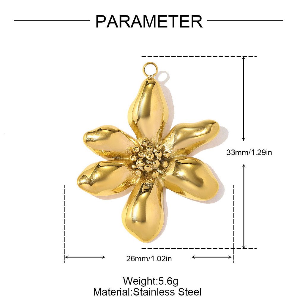 Blomster Vedhæng i Vandfast Forgyldt Stål –(33x26mm, 1 stk.) - Uniq Perler - 117425