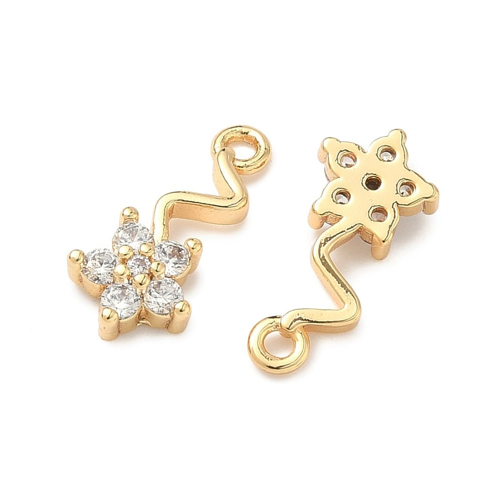 Blomster Vedhæng – Kubik Zirkonia - Langtidsholdbar forgyldning(15x7mm) - Uniq Perler - 117318