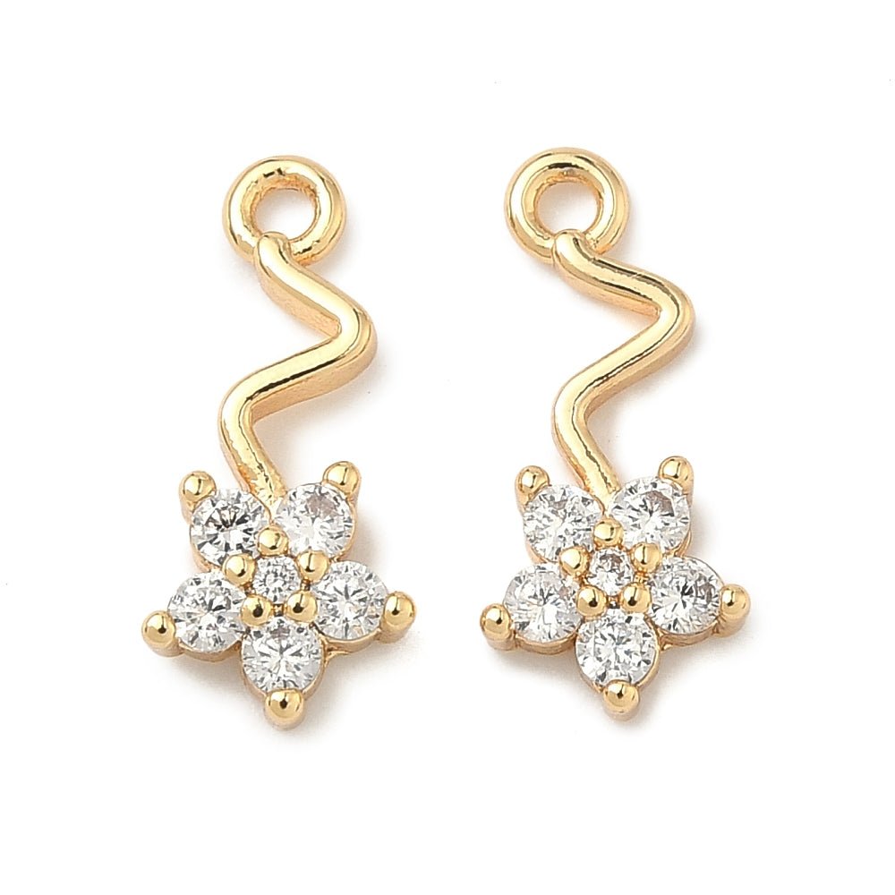 Blomster Vedhæng – Kubik Zirkonia - Langtidsholdbar forgyldning(15x7mm) - Uniq Perler - 117318