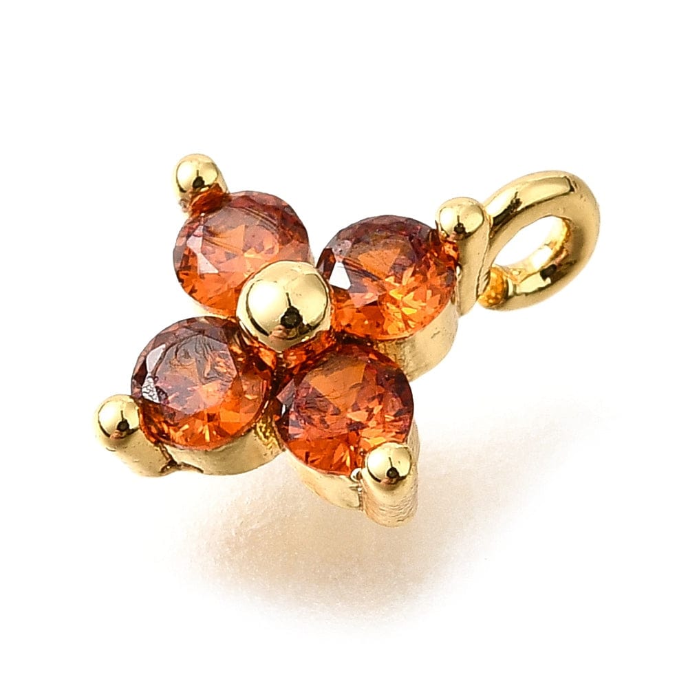 Blomster Vedhæng Med Zirkonia Sten - 18K Forgyldt (10x8mm) - Uniq Perler - 115958