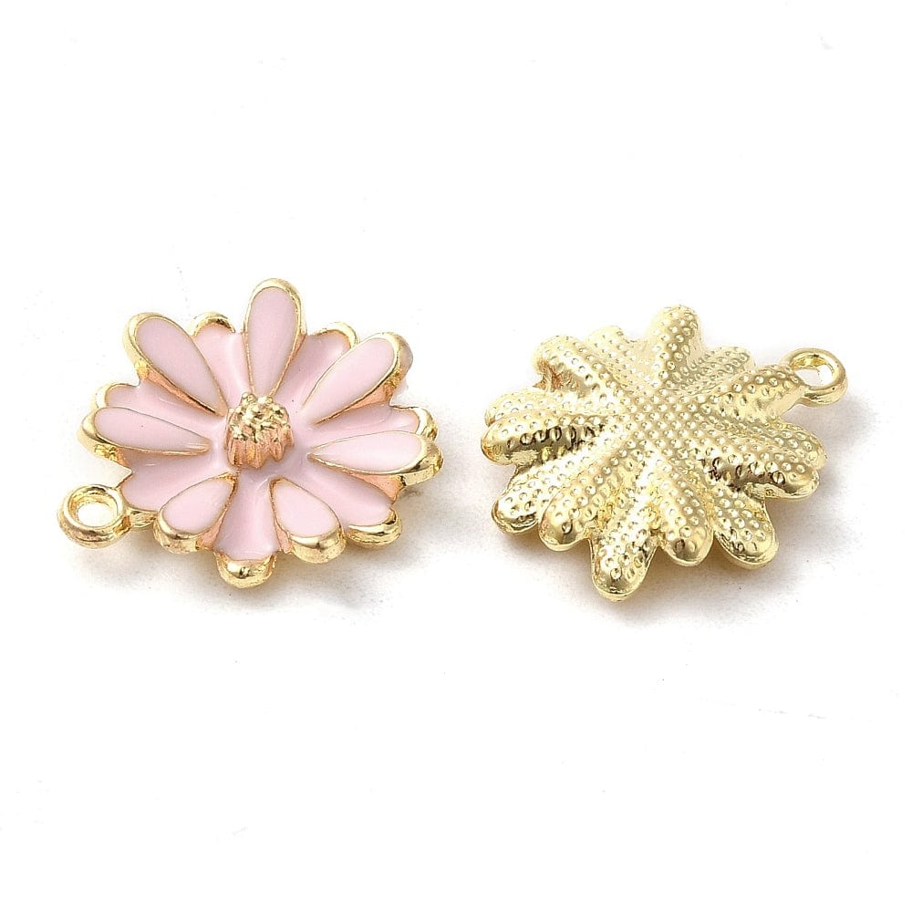 Blomster Vedhæng – Mixede Farver, Forgyldt (15x13,5x3,5mm) 8 stk. - Uniq Perler - 114662