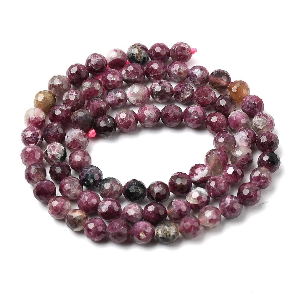 Blossom Turmalin Perler – Fasettert Rund (5–6mm) - Uniq Perler - 117297