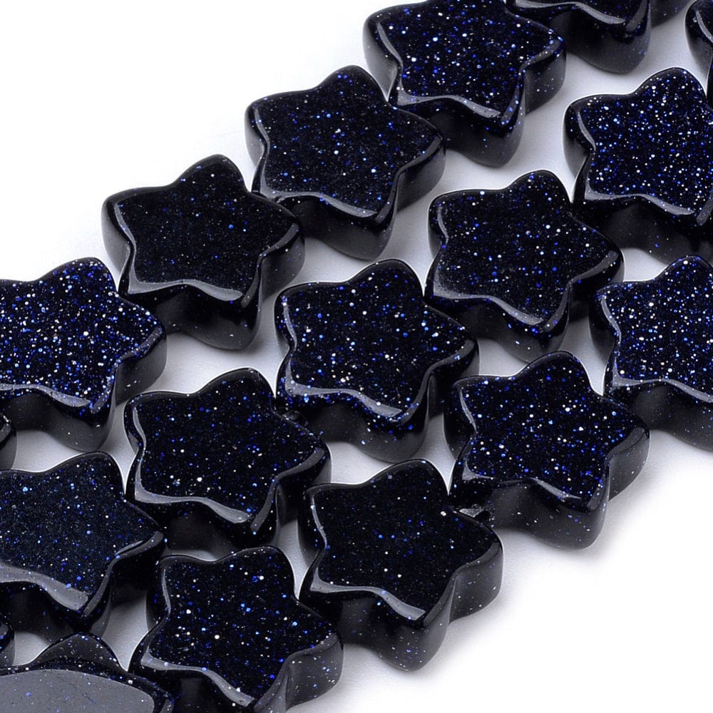 Blue Goldstone Perler - Stjerner (12mm) - Uniq Perler - 113871