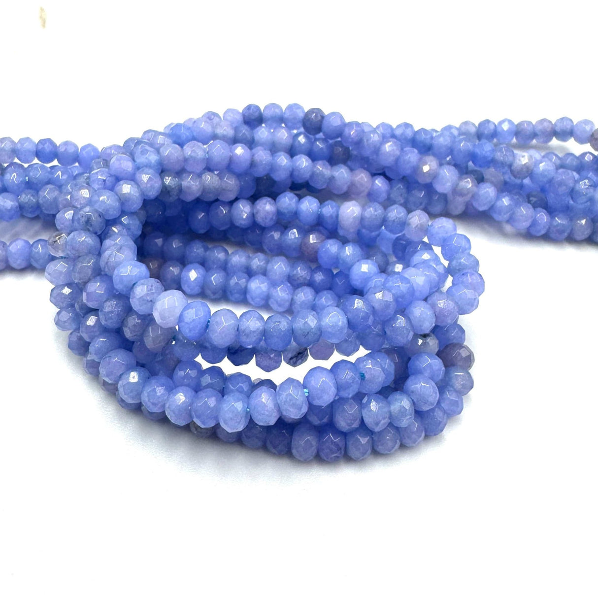 Blue Lace Agat Rondel Perler, (4x3mm) - Uniq Perler - 62288