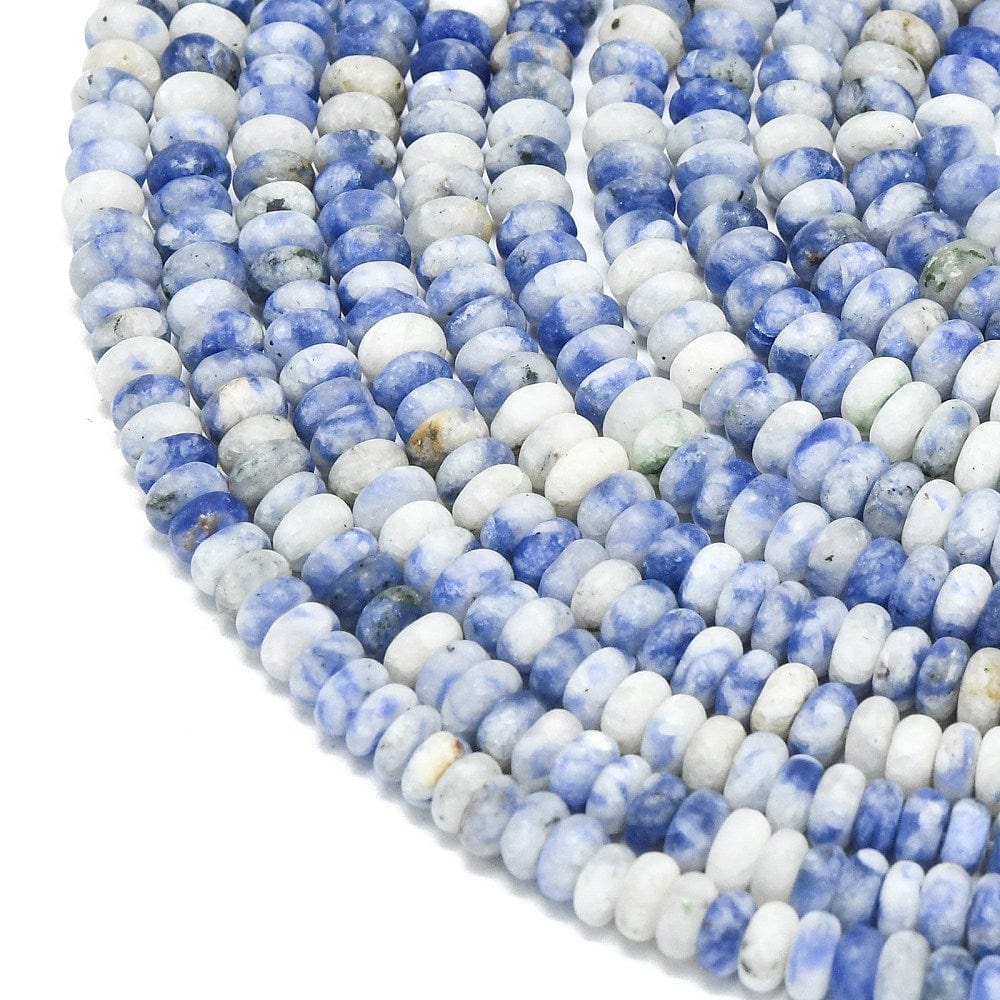 Blue Spot Jaspis - Blå, Frostet, Rondel (4x2mm) - Uniq Perler - 115895