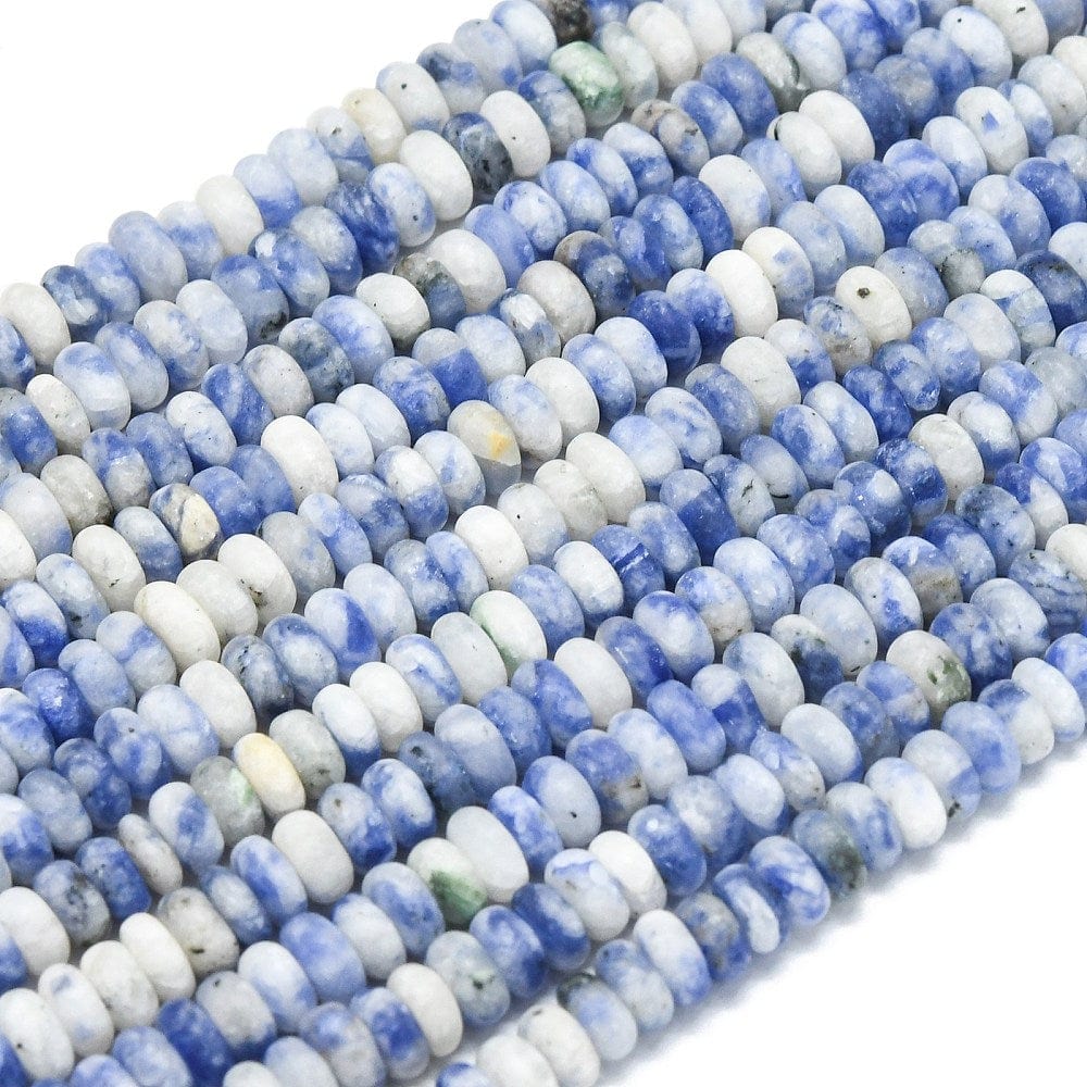 Blue Spot Jaspis - Blå, Frostet, Rondel (4x2mm) - Uniq Perler - 115895