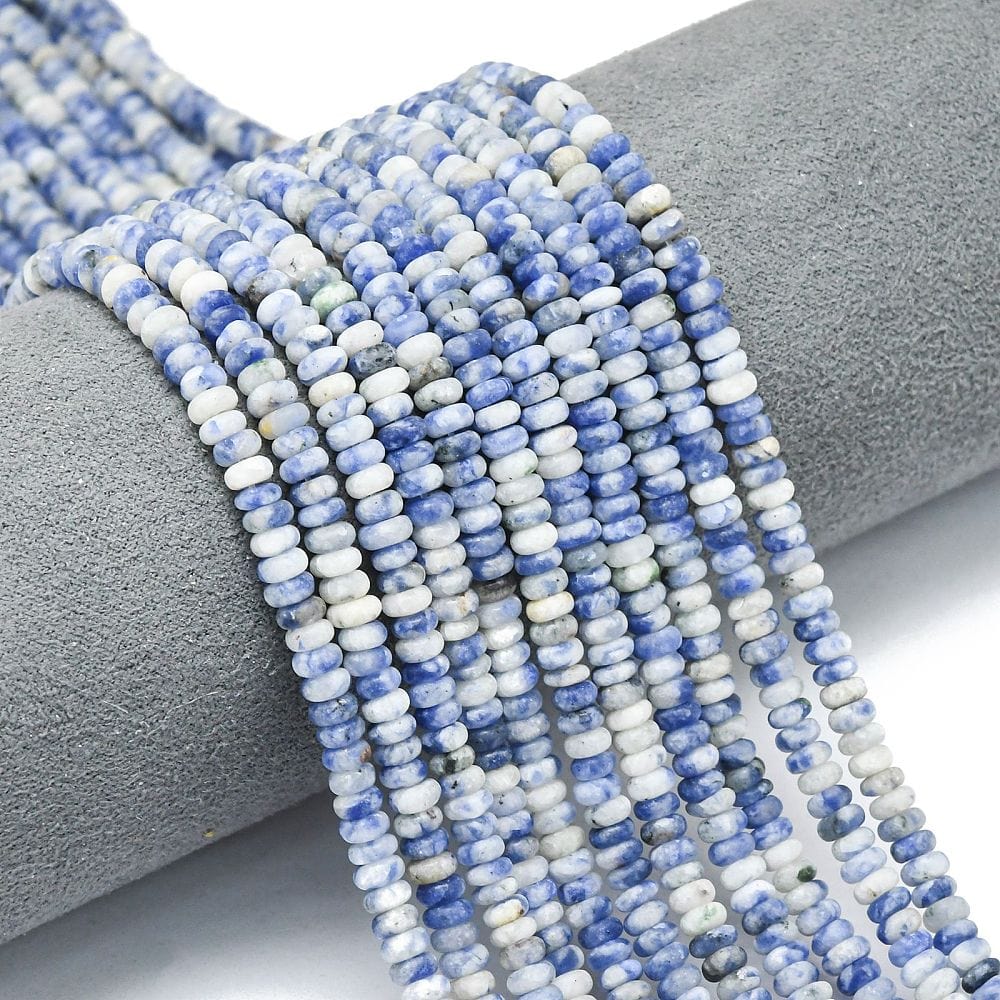 Blue Spot Jaspis - Blå, Frostet, Rondel (4x2mm) - Uniq Perler - 115895