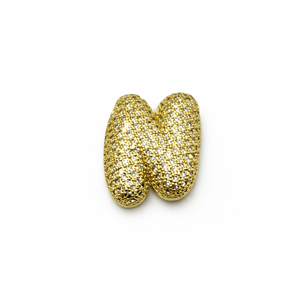Bogstav Vedhæng Med Zirkonia - Flere forskellige – 18K Forgyldt Messing (19,5mm) Flere Forskellige - Uniq Perler - 118377