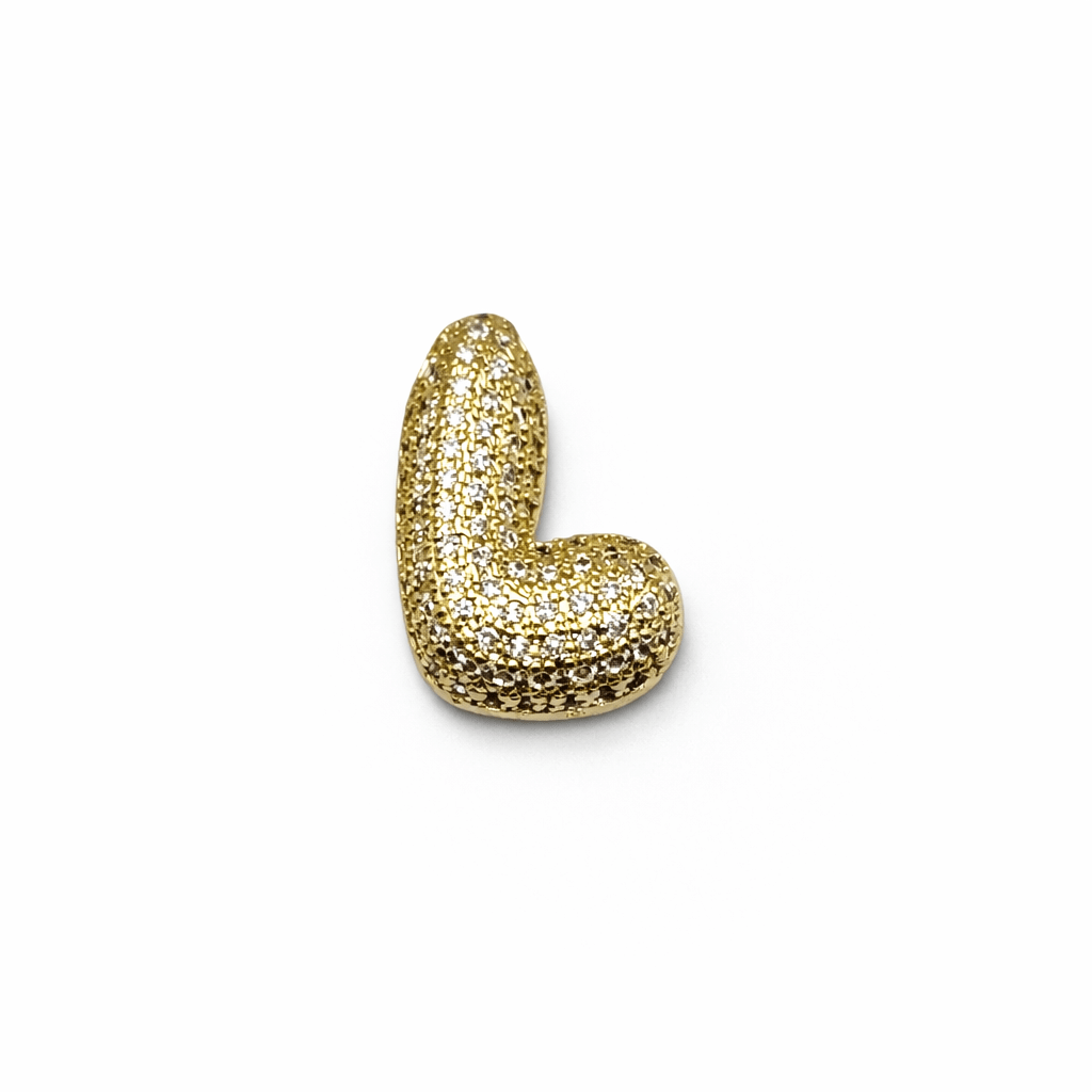 Bogstav Vedhæng Med Zirkonia - Flere forskellige – 18K Forgyldt Messing (19,5mm) Flere Forskellige - Uniq Perler - 118389