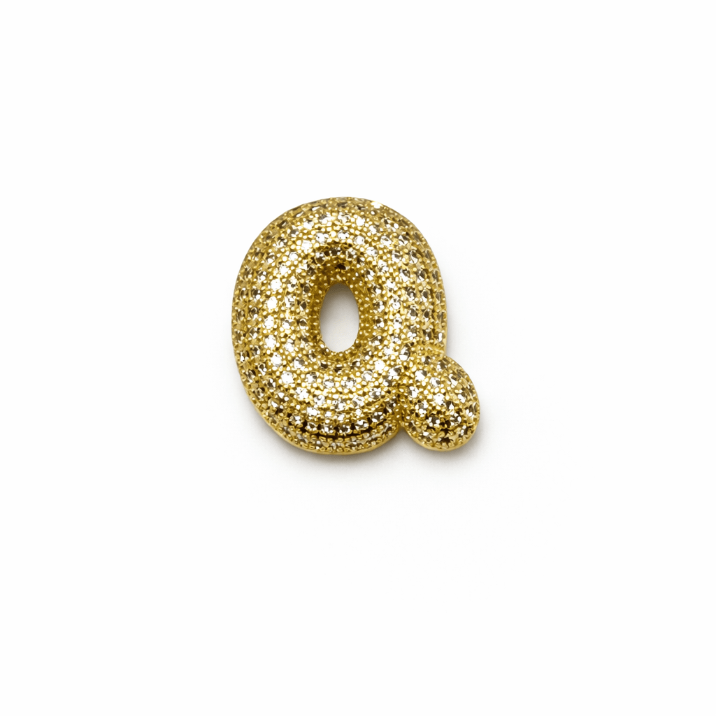 Bogstav Vedhæng Med Zirkonia - Flere forskellige – 18K Forgyldt Messing (19,5mm) Flere Forskellige - Uniq Perler - 118393