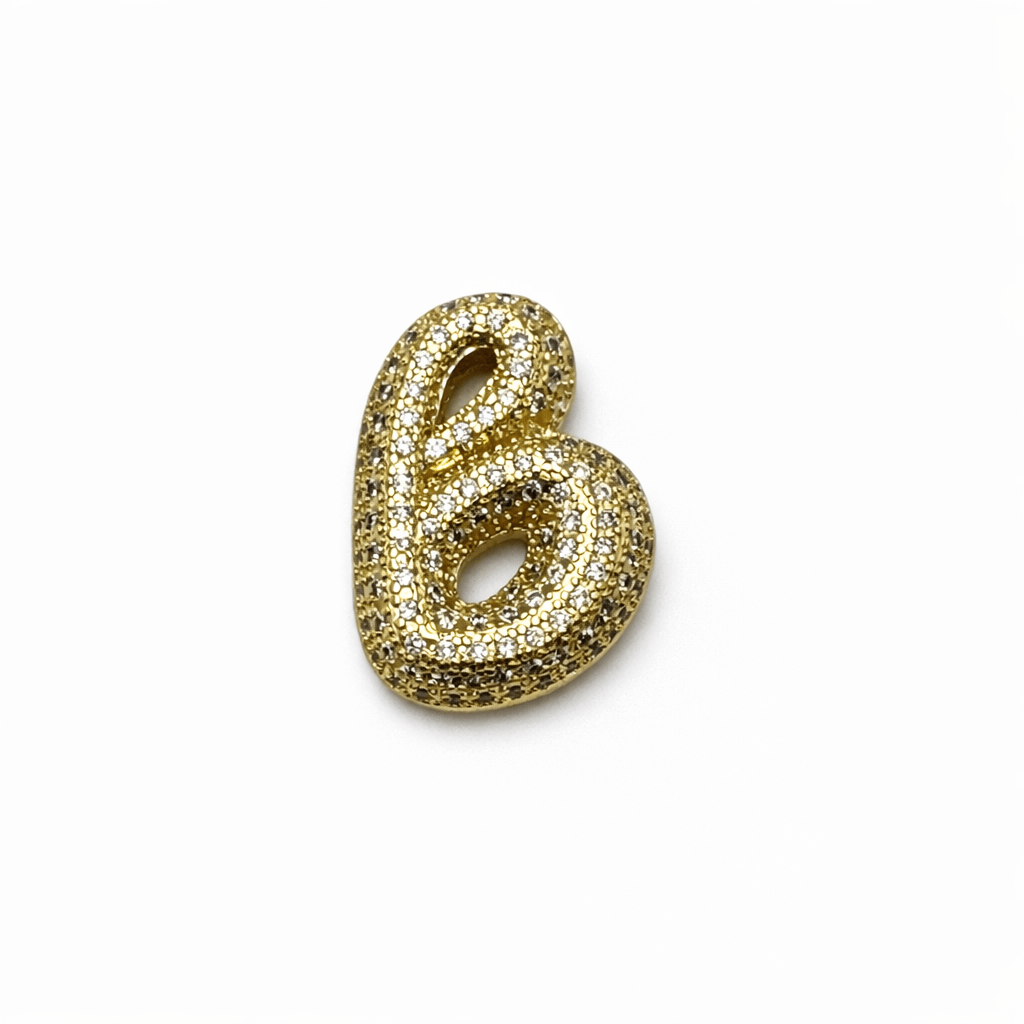Bogstav Vedhæng Med Zirkonia - Flere forskellige – 18K Forgyldt Messing (19,5mm) Flere Forskellige - Uniq Perler - 118403