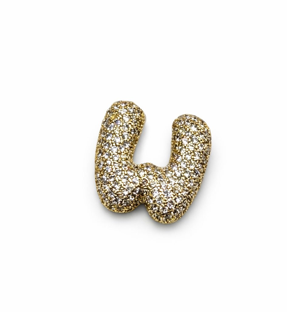 Bogstav Vedhæng Med Zirkonia - Flere forskellige – 18K Forgyldt Messing (22mm) - Uniq Perler - 118323