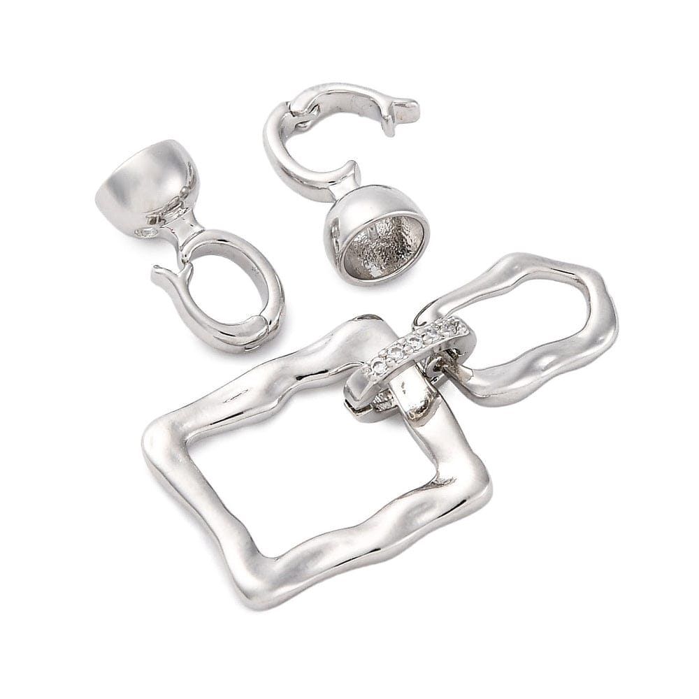 Bølget Fold Over Lås Med Zirkonia Sten, 59mm - Uniq Perler - 700847