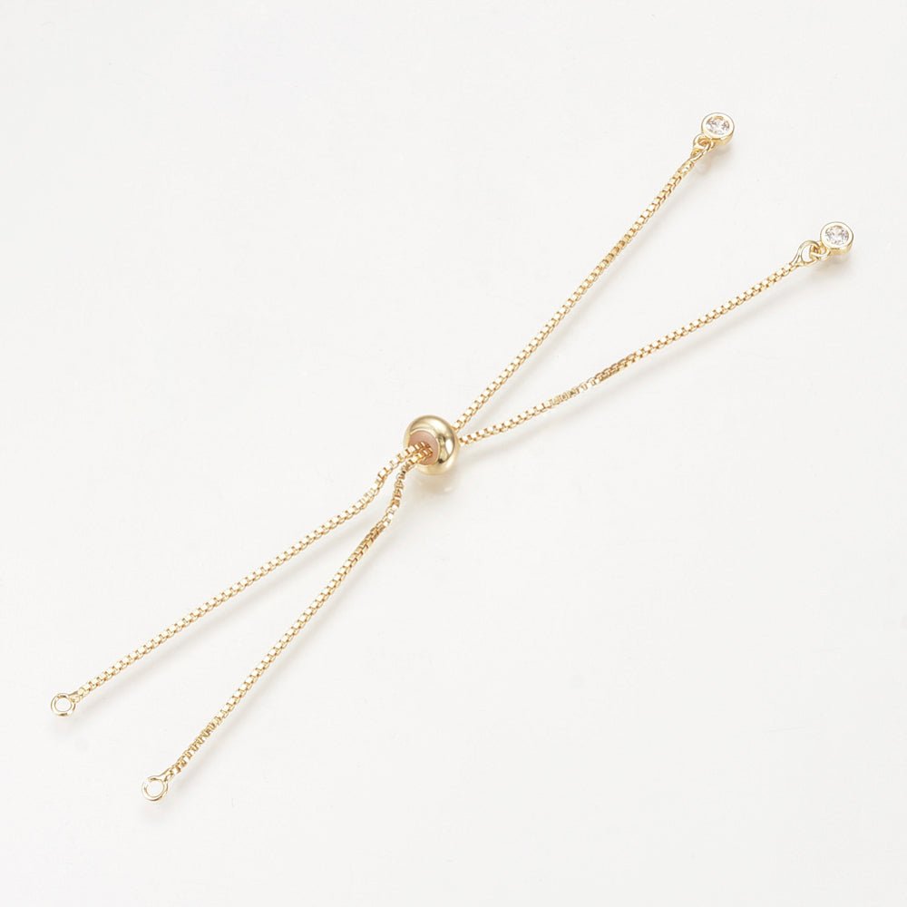 Box Kæde Armbånd Med Zirkonia – 18K Langtidsholdbar Forgyldt Messing (12cm) - Uniq Perler - 124577