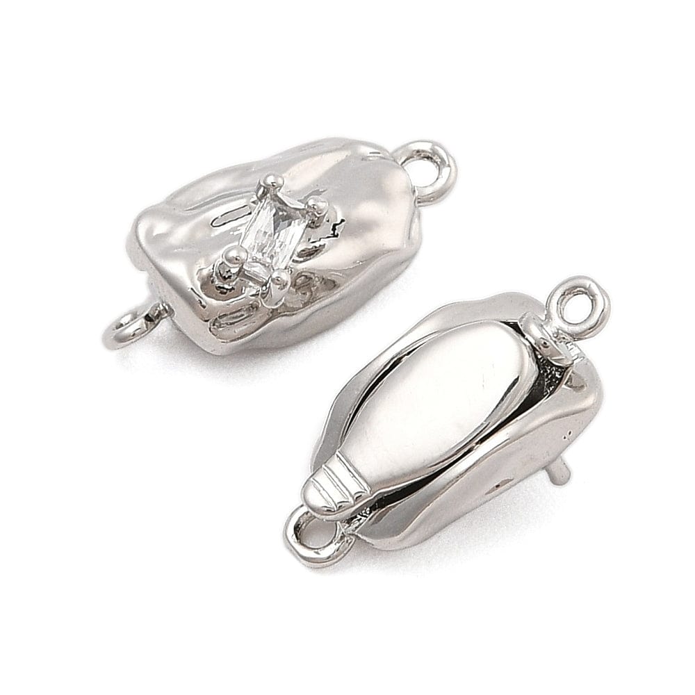 Box Lås, organisk look med zirkonia sten str 17x7 mm - Uniq Perler - 927846