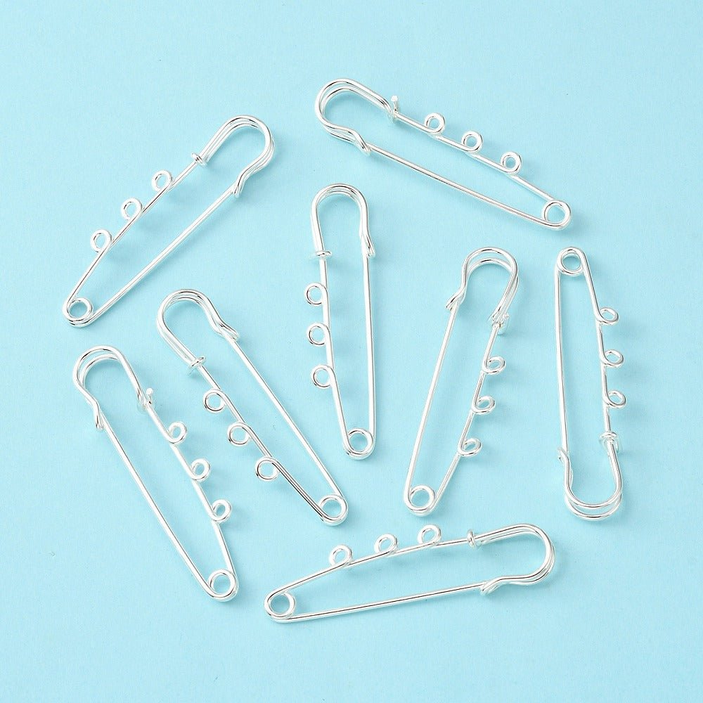 Broche Nåle – Sølvbelagt Messing (50x15mm) 6 Stk - Uniq Perler - 119103