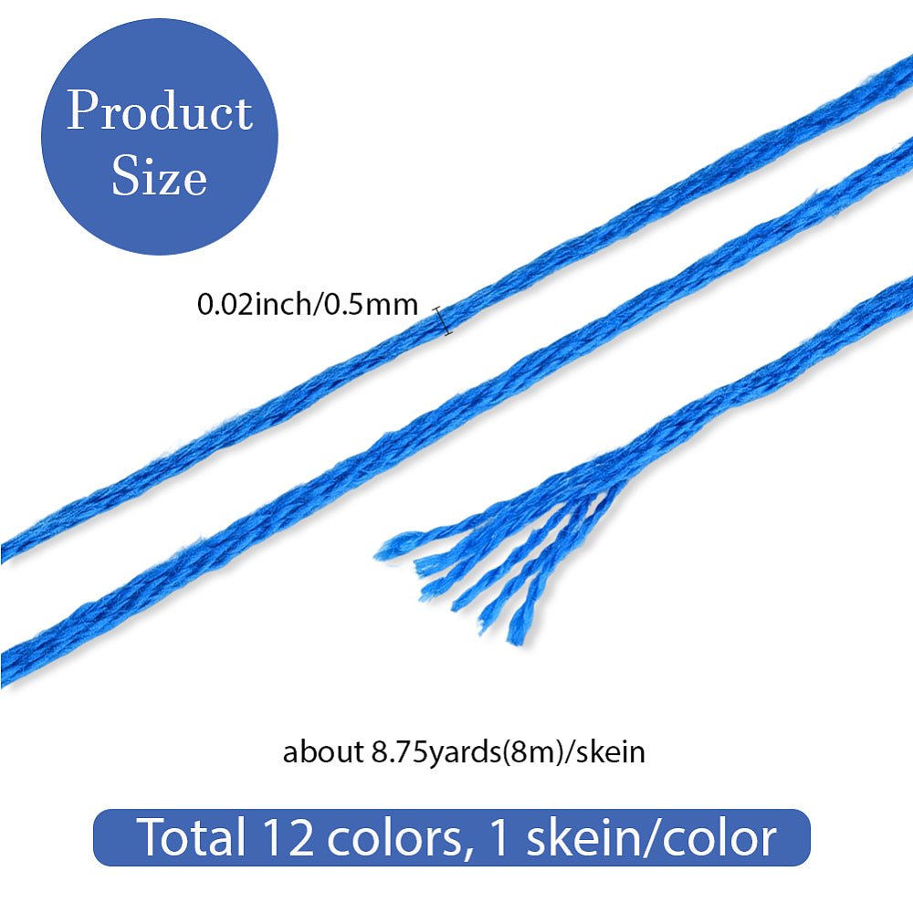 Broderigarn – Blå Gradient, Polyester (0,5mm) 12 Dukker, 8m - Uniq Perler - 126186