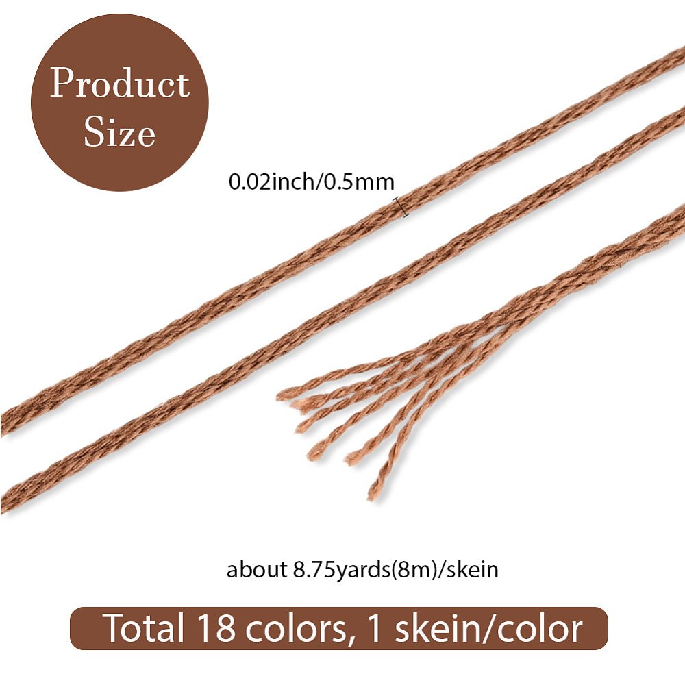 Broderigarn – Farve Mix, Polyester (0,5mm) 18 Dukker, 8m. - Uniq Perler - 126199