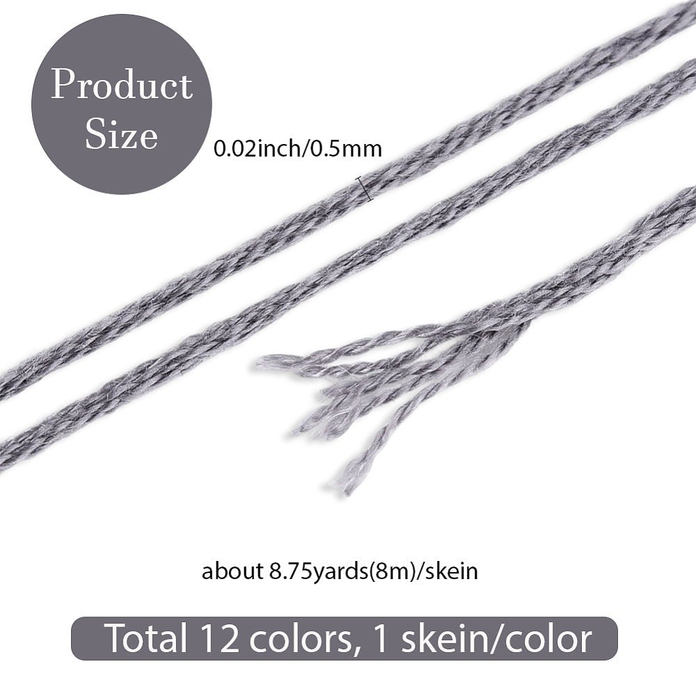 Broderigarn – Grå Gradient, Polyester (0,5mm), 12 Dukker, 8m. - Uniq Perler - 126181