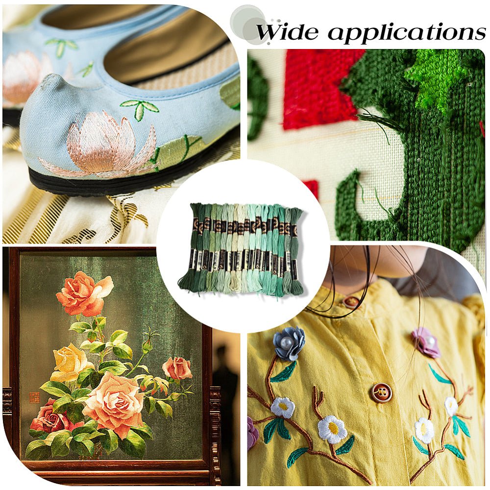 Broderigarn i Polyester – 6 - Trådet, Grøn Gradient (18 Dukker, 8m) - Uniq Perler -