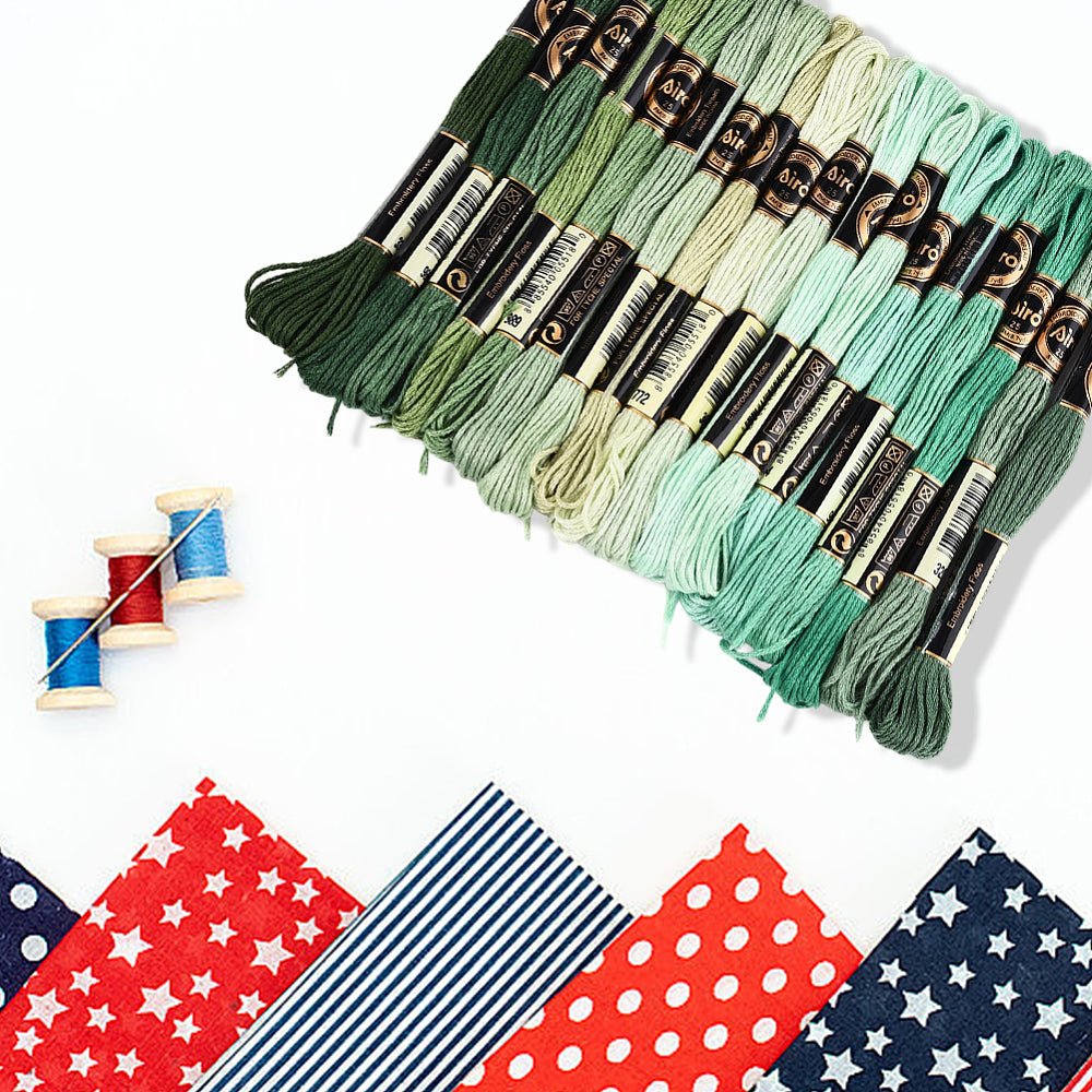 Broderigarn i Polyester – 6 - Trådet, Grøn Gradient (18 Dukker, 8m) - Uniq Perler -