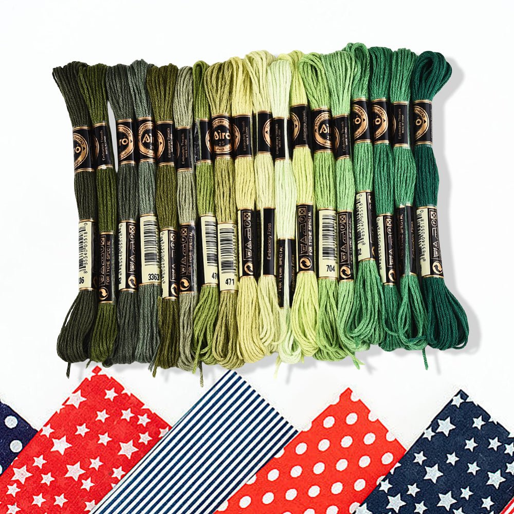 Broderigarn i Polyester – 6 - Trådet, Grøn/lime Gradient (18 Dukker, 8m) - Uniq Perler -